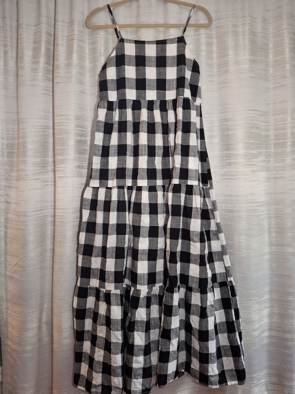Pink Lily Black & White Checked Tiered Sundress - Picture 1 of 6